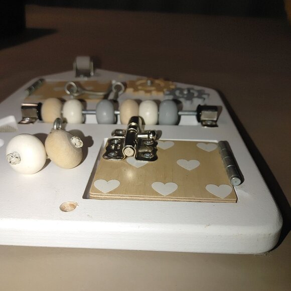 Wooden Montessori Busy Board With Bead Slider & Gears For Toddlers - Picture 6 of 11